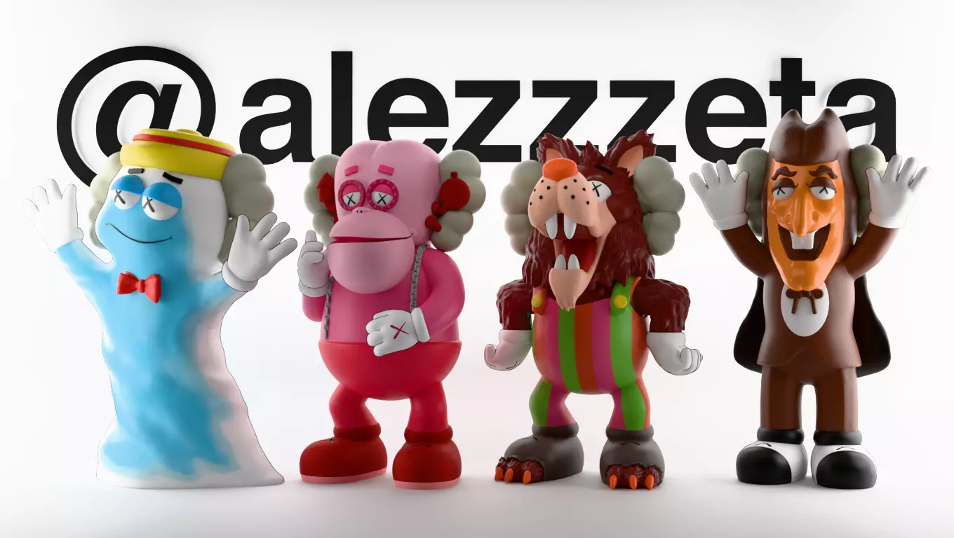 Kaws Monster Cereals Series Textured Low-poly 3D model_0