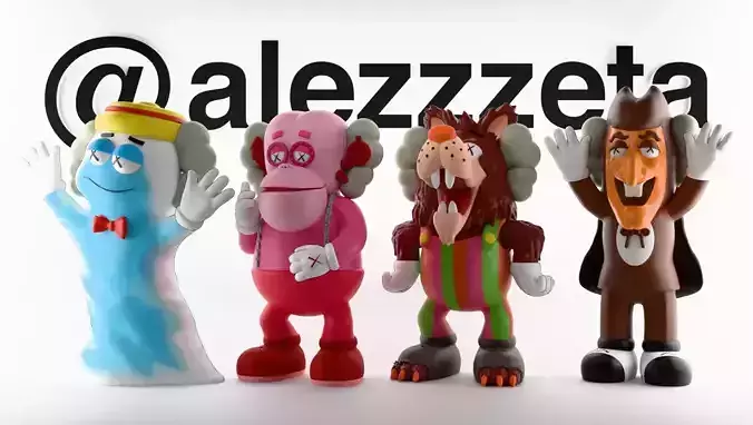 Kaws Monster Cereals Series Textured Low-poly 3D model Kaws Monster Cereals Series Textured Low-poly 3D model