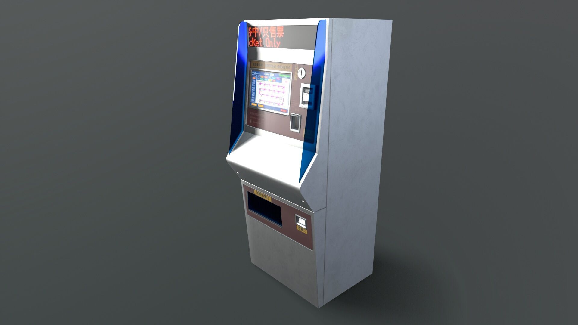 Metro ticket machine Low-poly 3D model_2