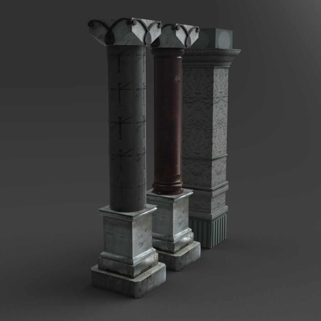 Columns Low-poly 3D model_2