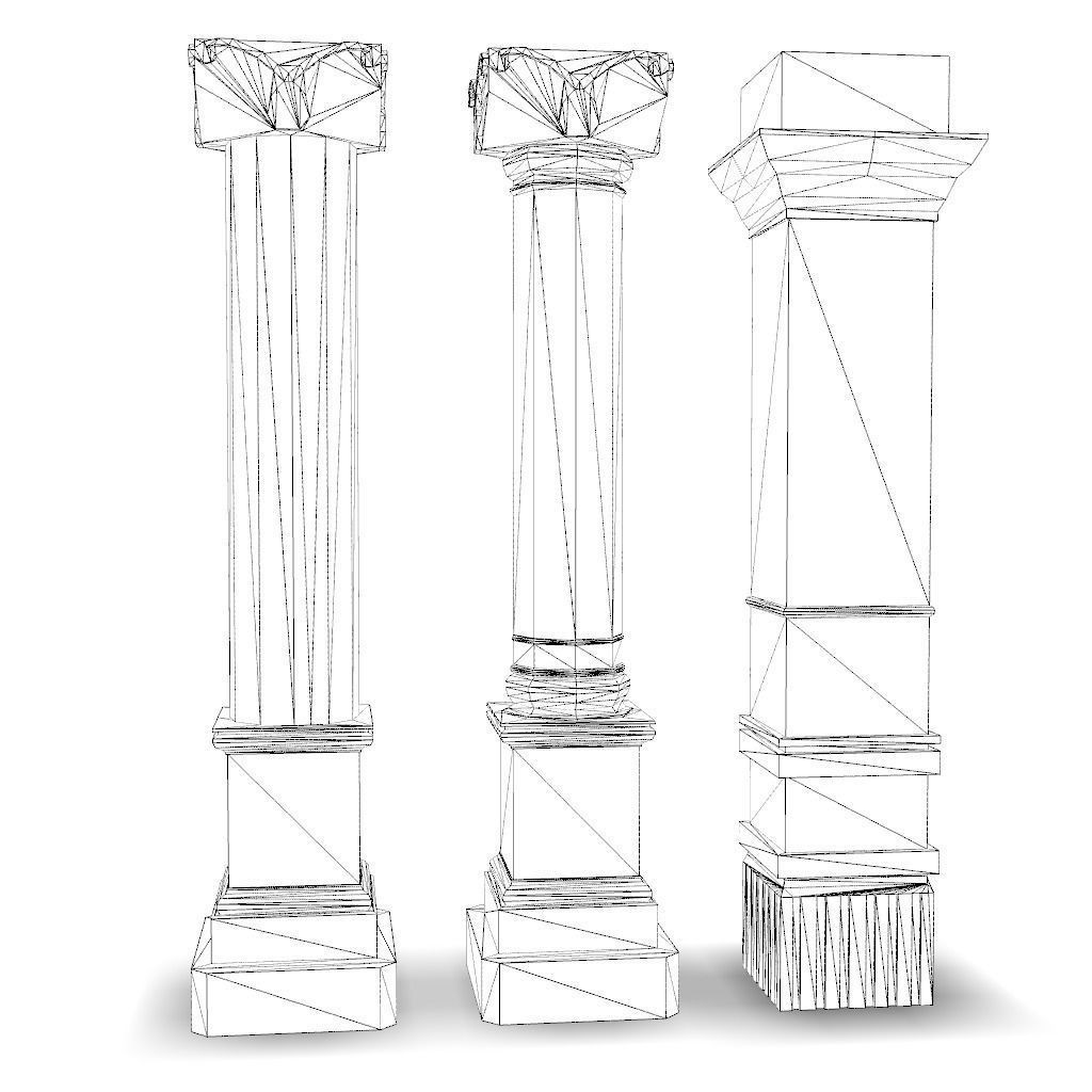 Columns Low-poly 3D model_4