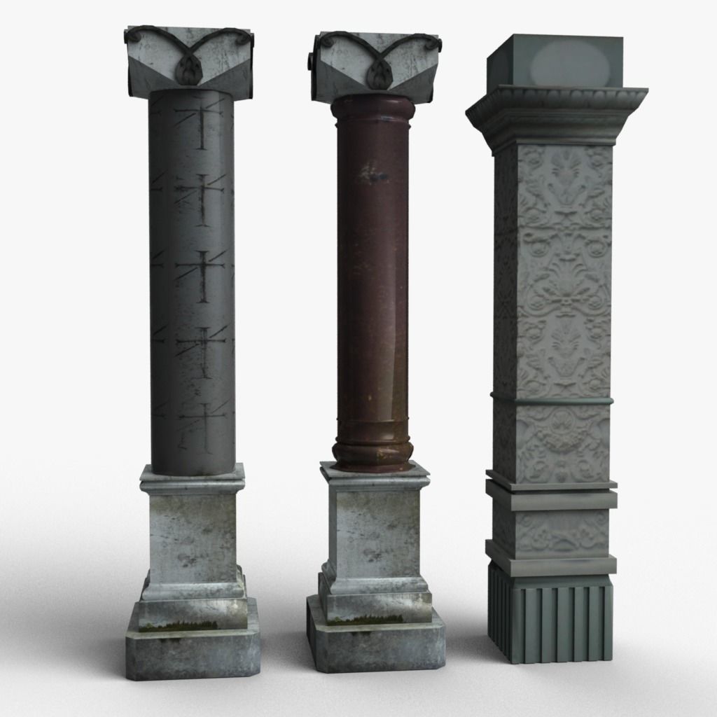 Columns Low-poly 3D model_0