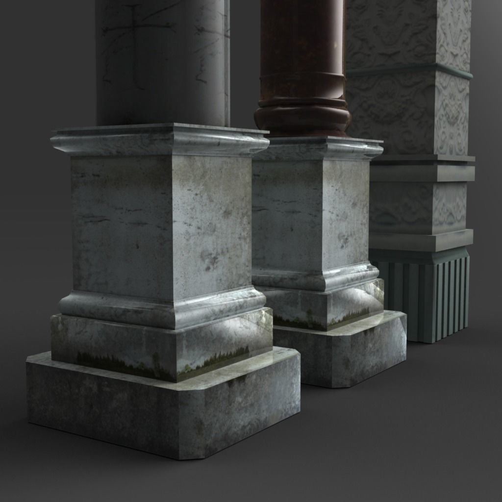 Columns Low-poly 3D model_3