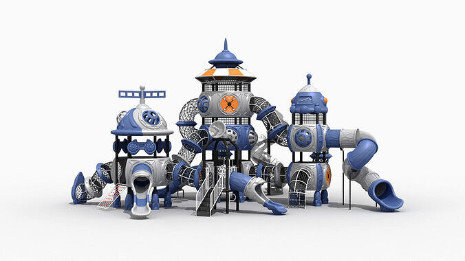 Space themed amusement equipment 3D model