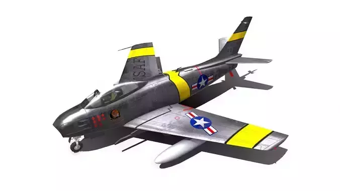 North American F-86 Sabre Low-poly PBR Low-poly 3D model