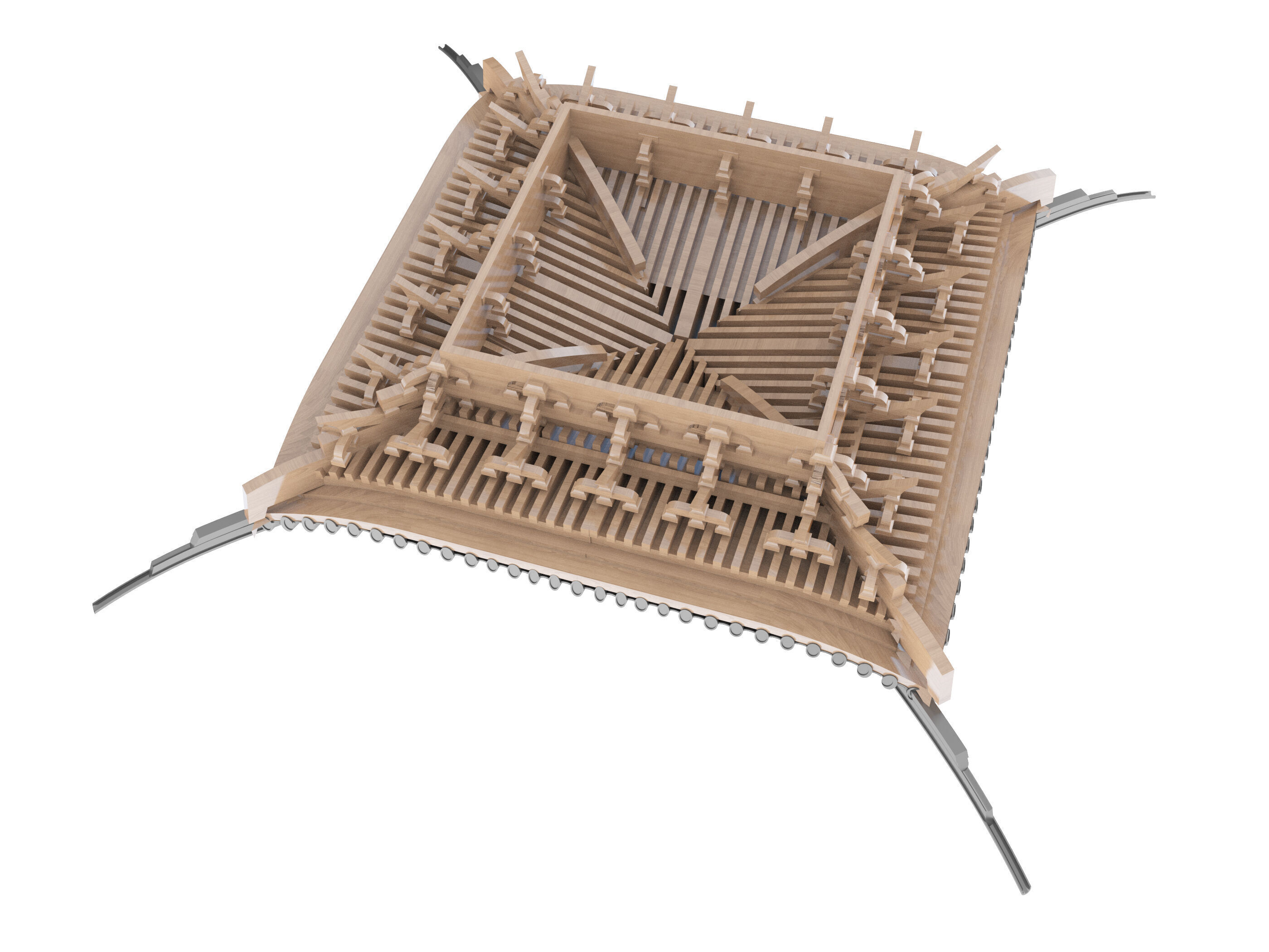 Chinese eaves Low-poly 3D model_2