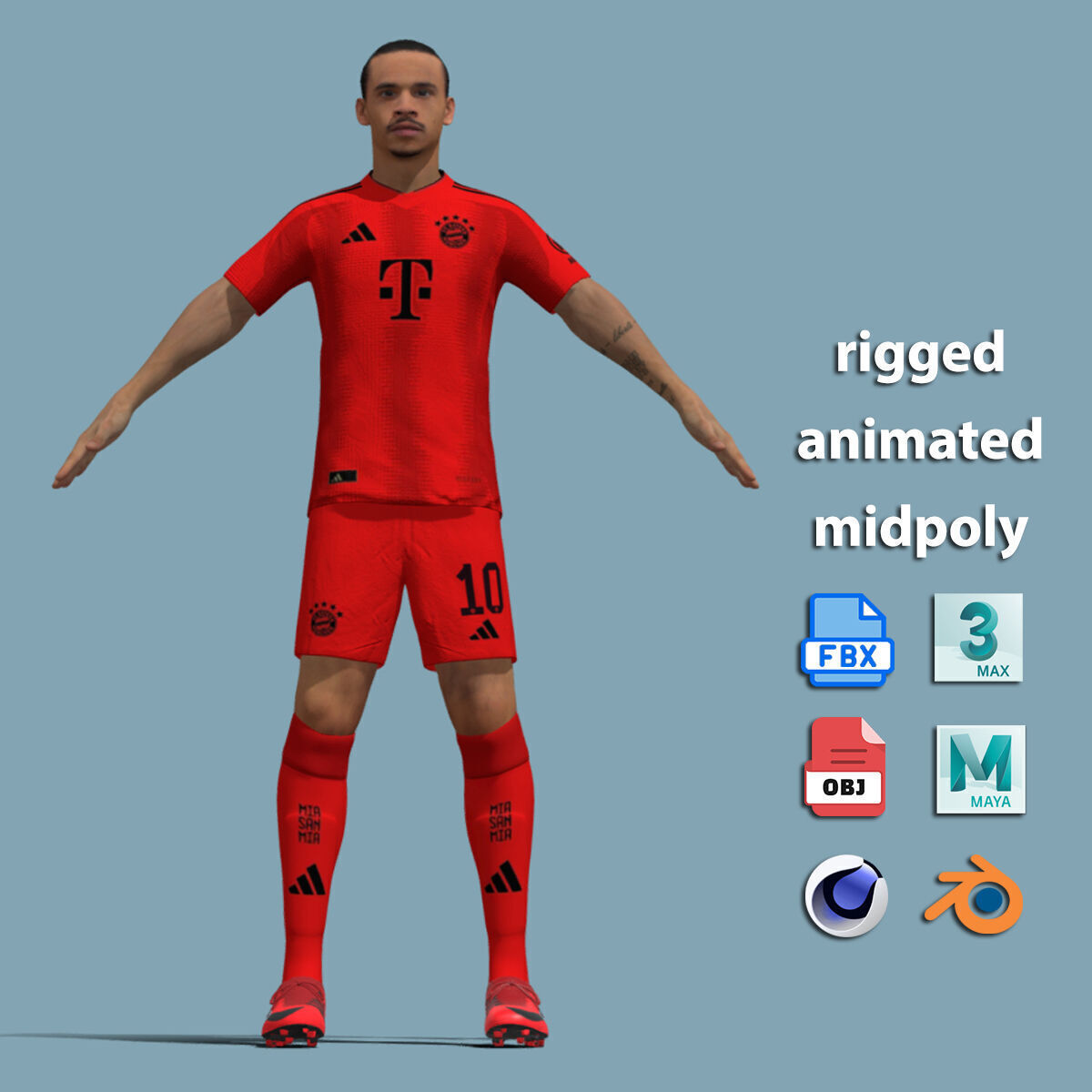 T-Pose Rigged Leroy Sane Bayern Munich 24-25 3D model_2