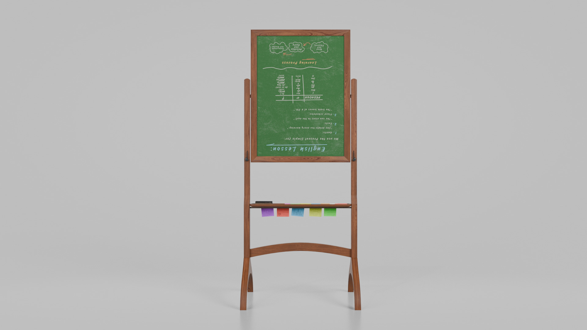 Dual-Sided Wooden Writing Board -Customizable Tall Writing Board Low-poly 3D model_3