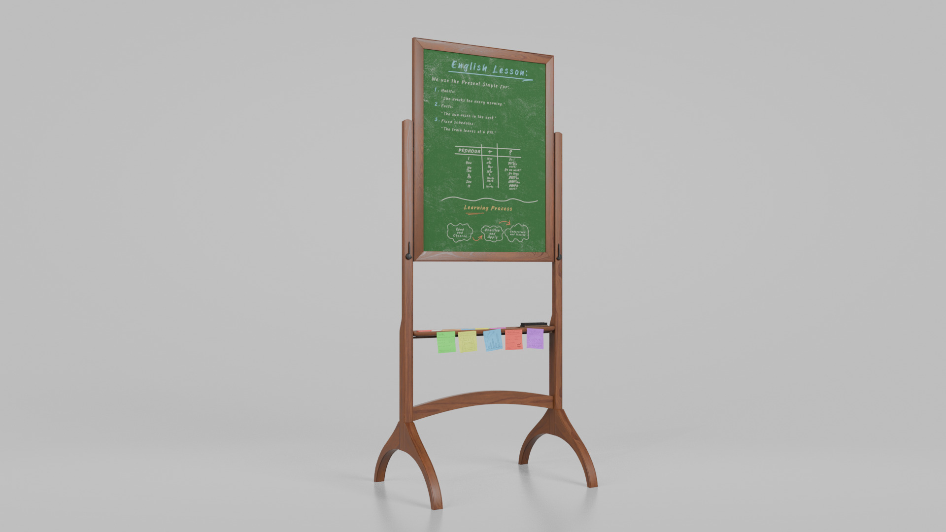 Dual-Sided Wooden Writing Board -Customizable Tall Writing Board Low-poly 3D model_5