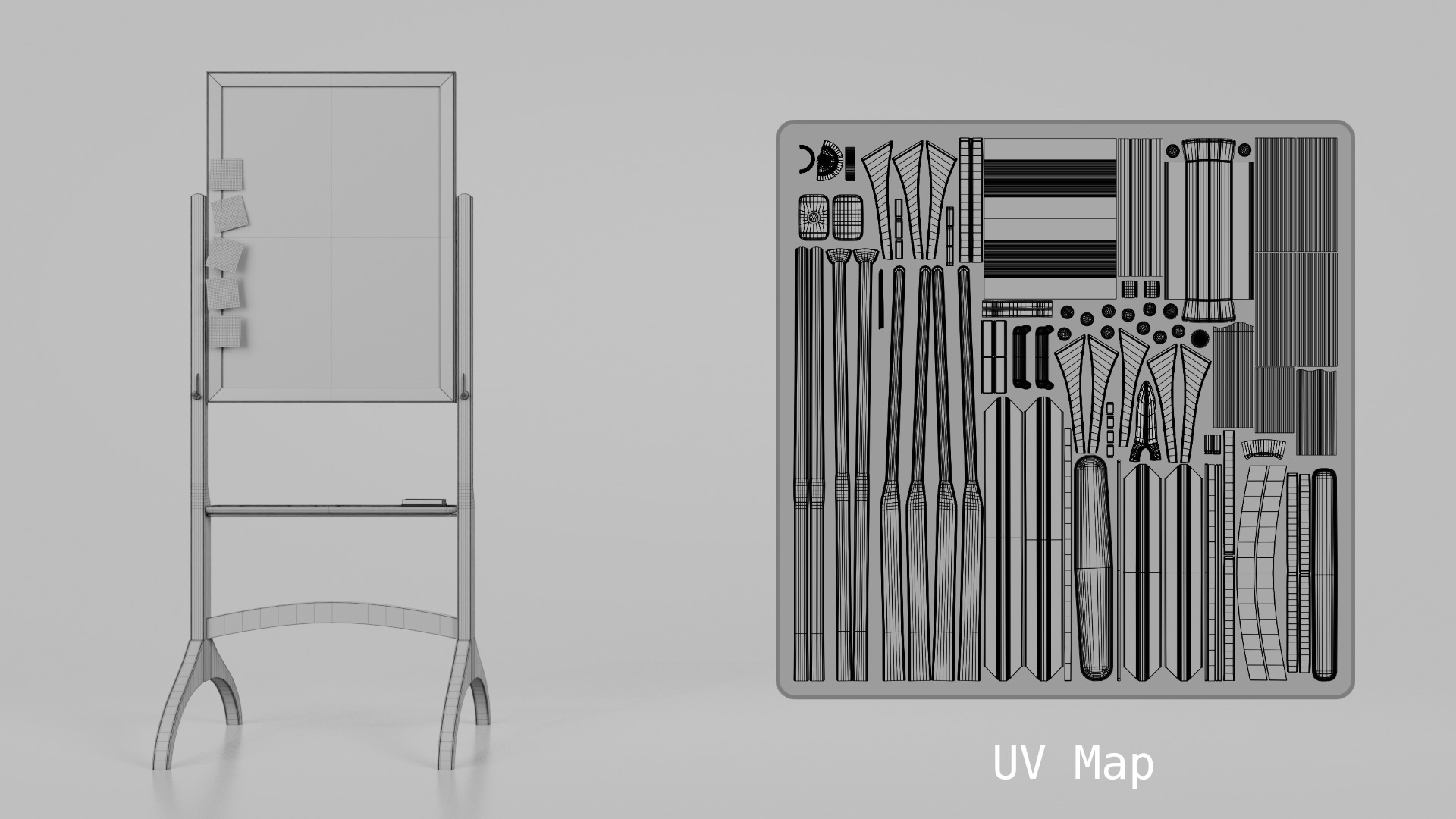 Dual-Sided Wooden Writing Board -Customizable Tall Writing Board Low-poly 3D model_13