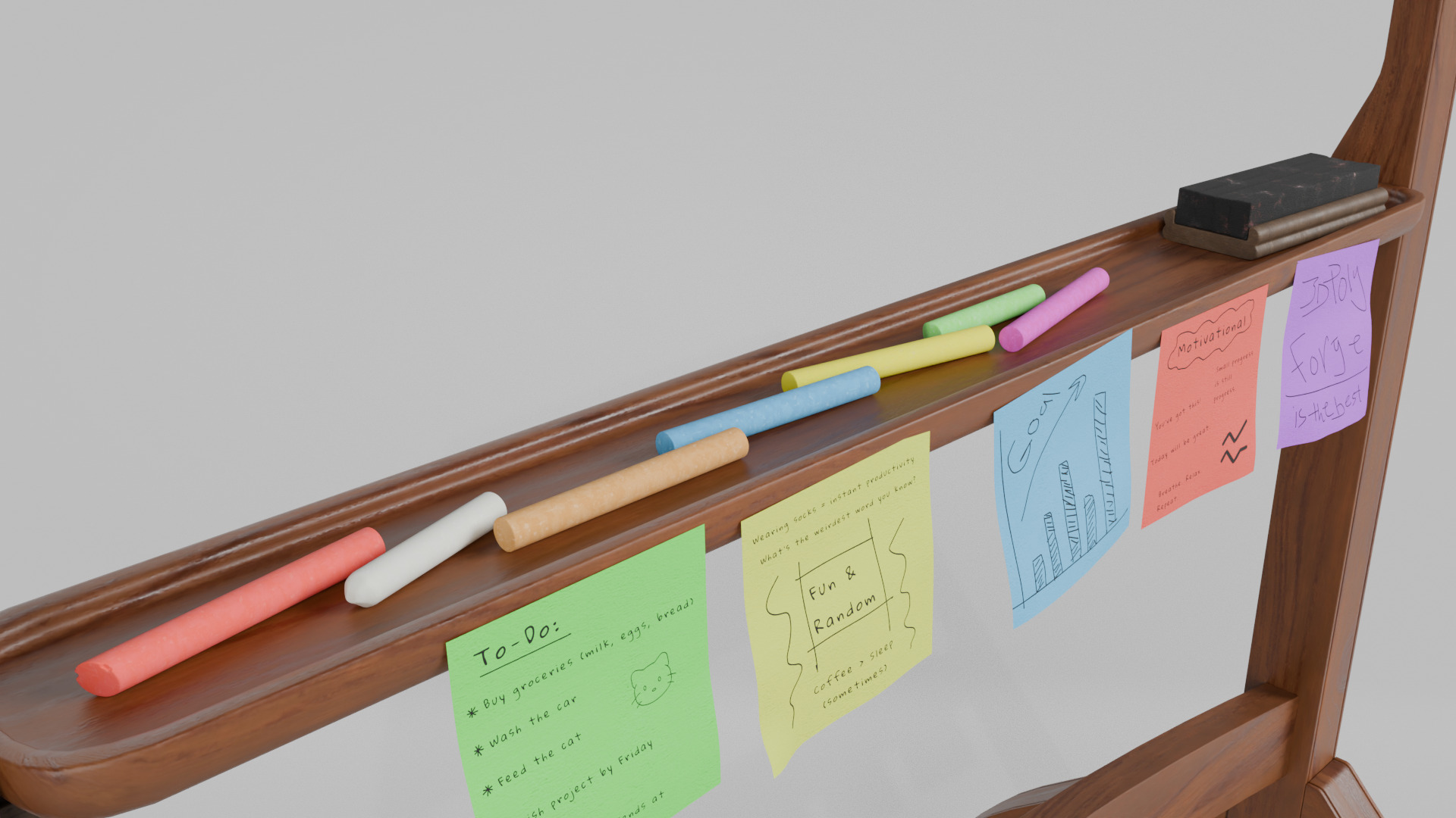 Dual-Sided Wooden Writing Board -Customizable Tall Writing Board Low-poly 3D model_11