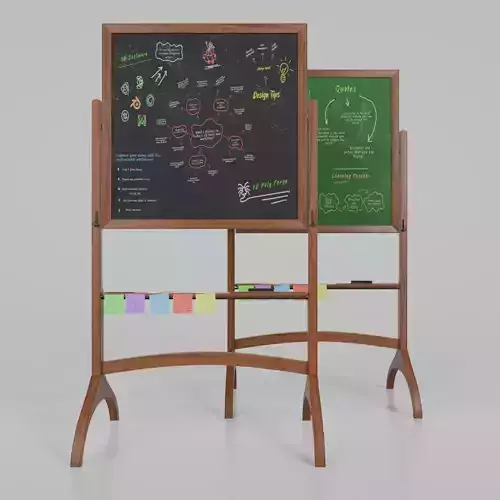 Dual-Sided Wooden Writing Board - Customizable Square Board Low-poly 3D model