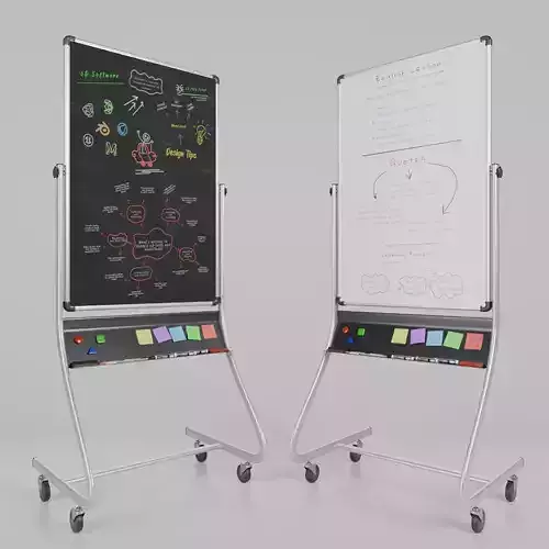 Dual-Sided Metal Writing Board - Tall Customizable Writing Board Low-poly 3D model