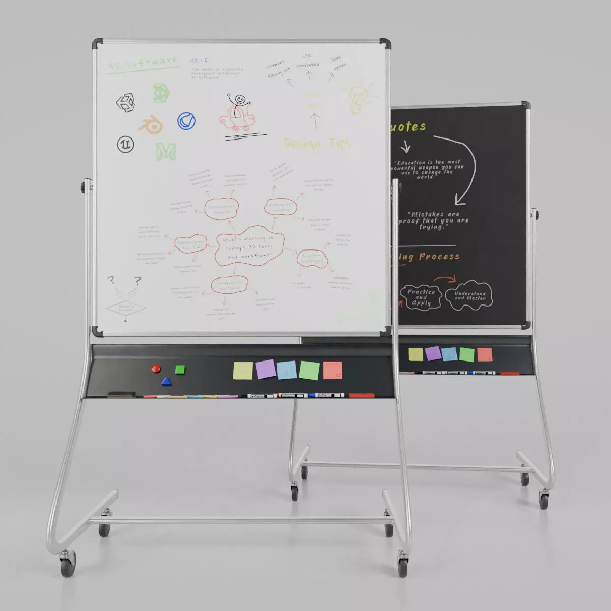 Dual-Sided Metal Writing Board-Square Customizable Writing Board Low-poly 3D model_0