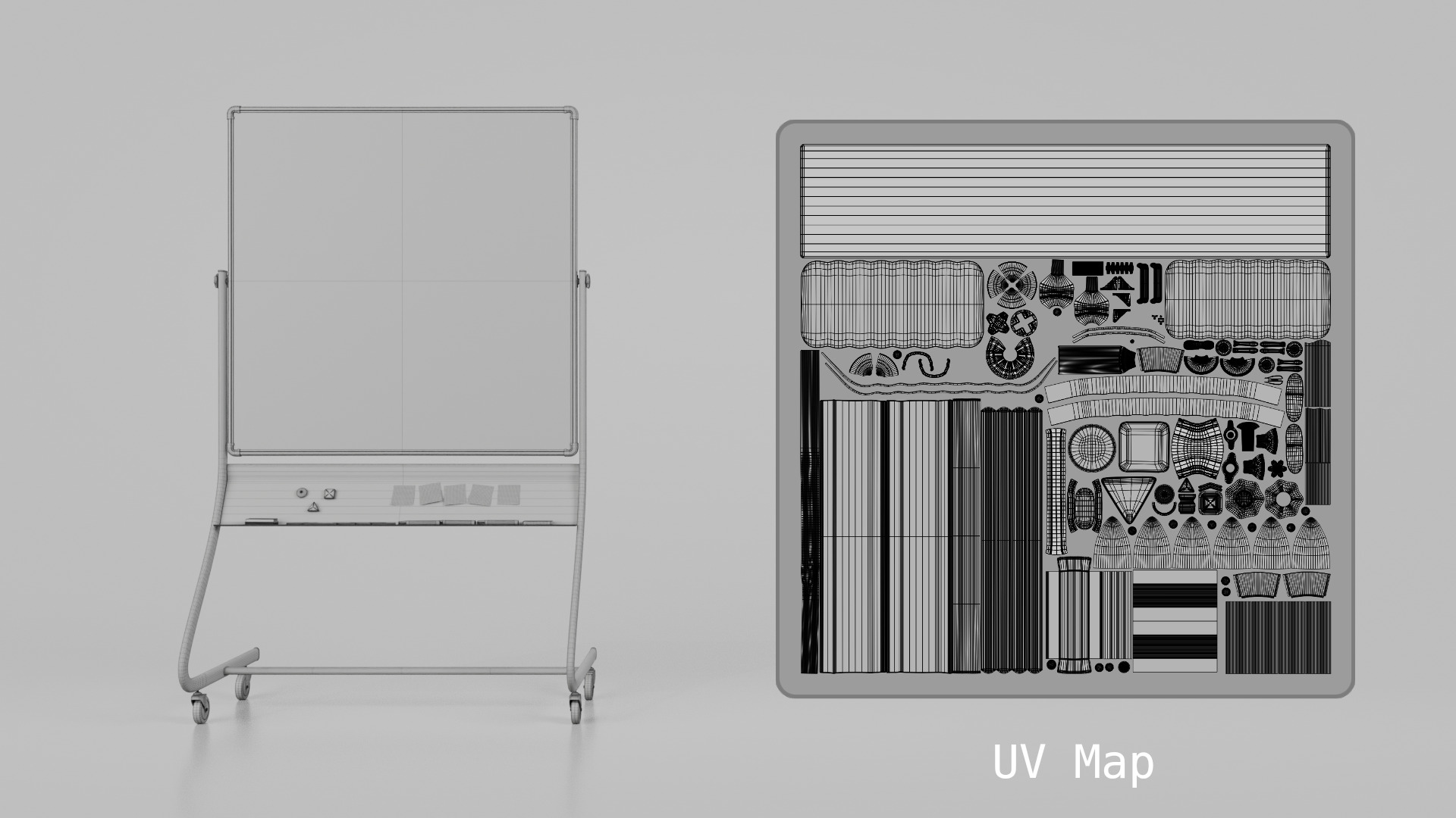 Dual-Sided Metal Writing Board-Square Customizable Writing Board Low-poly 3D model_17