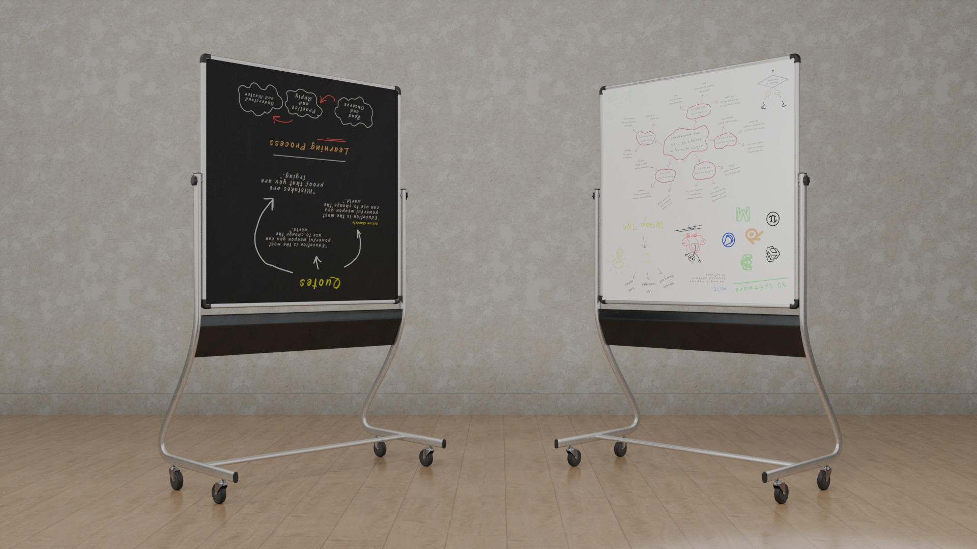 Dual-Sided Metal Writing Board-Square Customizable Writing Board Low-poly 3D model_7