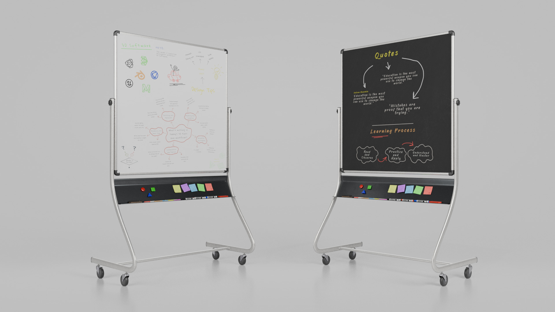 Dual-Sided Metal Writing Board-Square Customizable Writing Board Low-poly 3D model_8