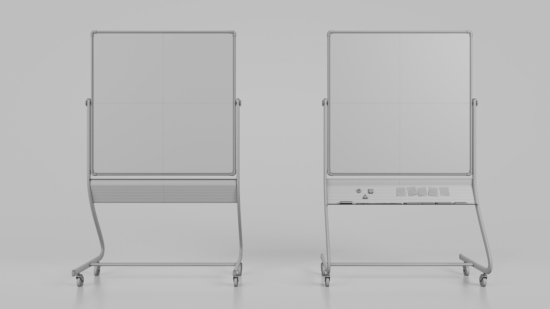 Dual-Sided Metal Writing Board-Square Customizable Writing Board Low-poly 3D model_16