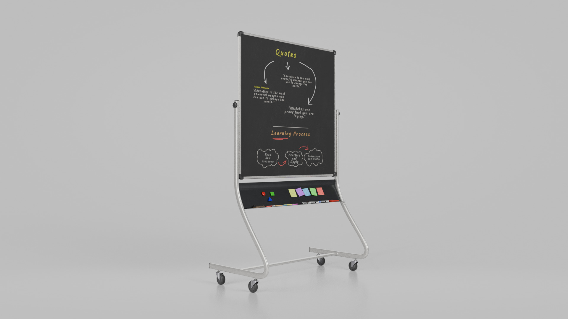 Dual-Sided Metal Writing Board-Square Customizable Writing Board Low-poly 3D model_5