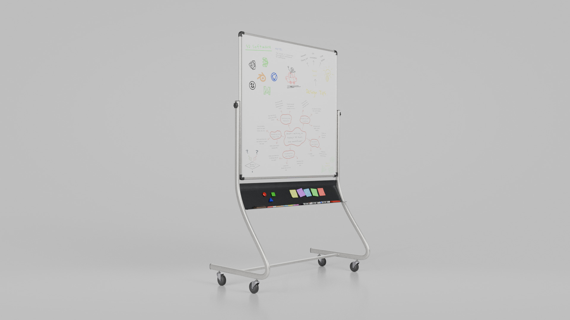 Dual-Sided Metal Writing Board-Square Customizable Writing Board Low-poly 3D model_4