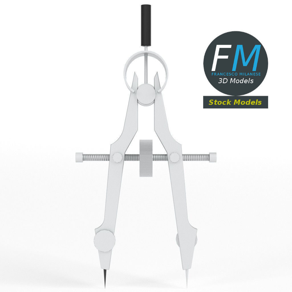Compass drafting Low-poly 3D model_3