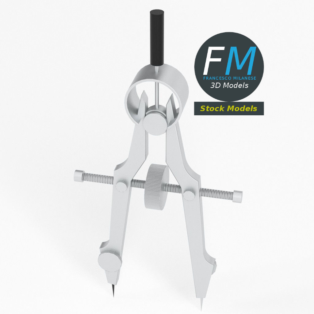 Compass drafting Low-poly 3D model_2