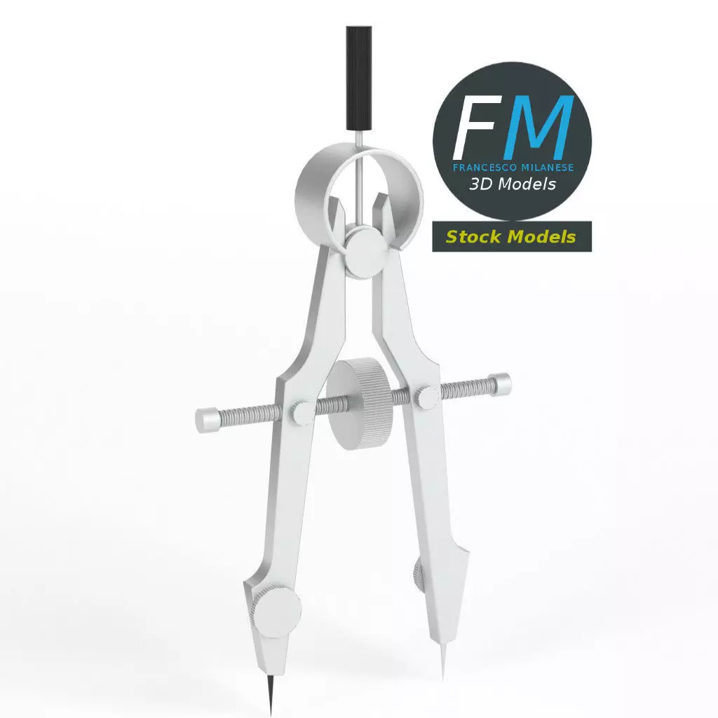 Compass drafting Low-poly 3D model_0