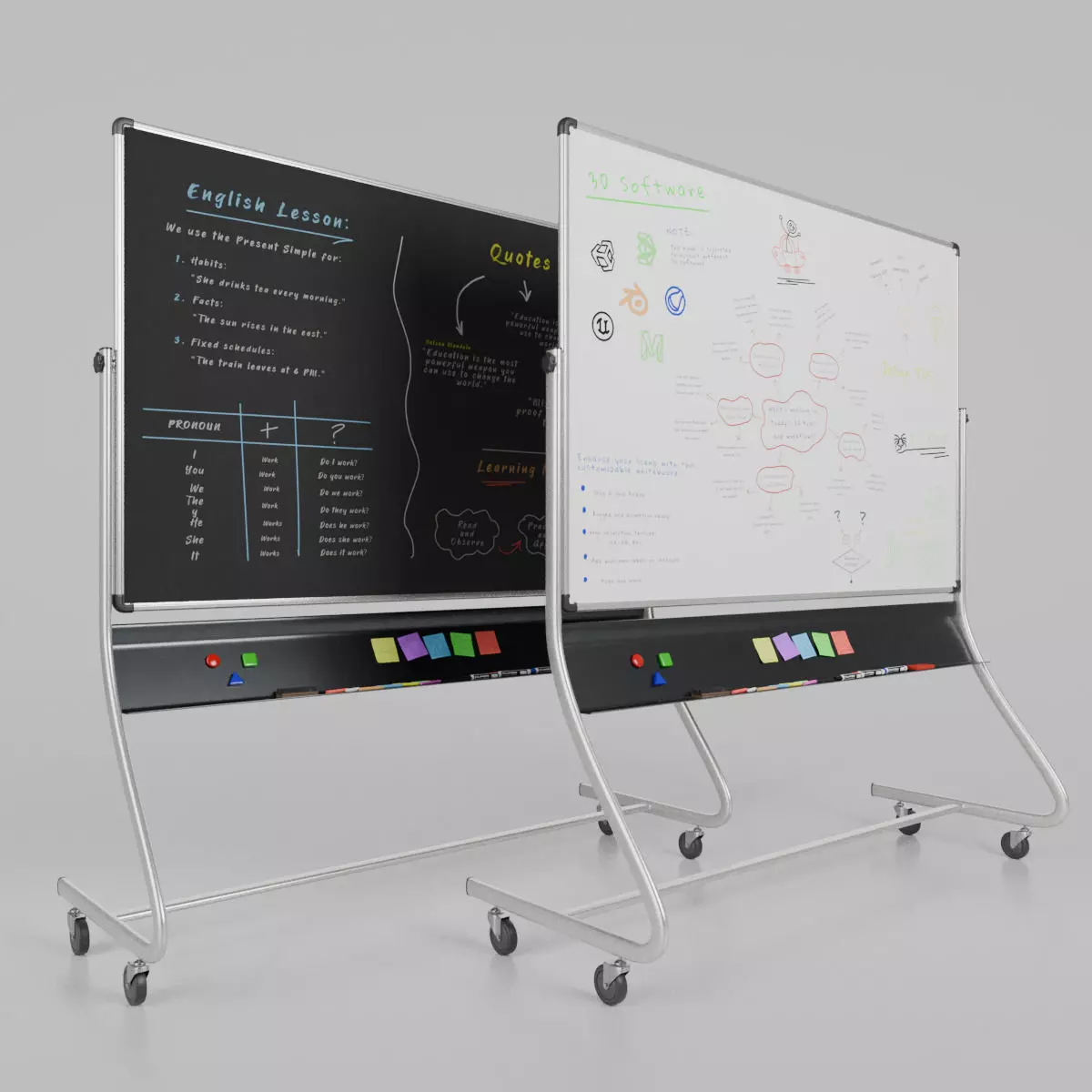 Dual-Sided Metal Writing Board - Customizable Writing Board Low-poly 3D model