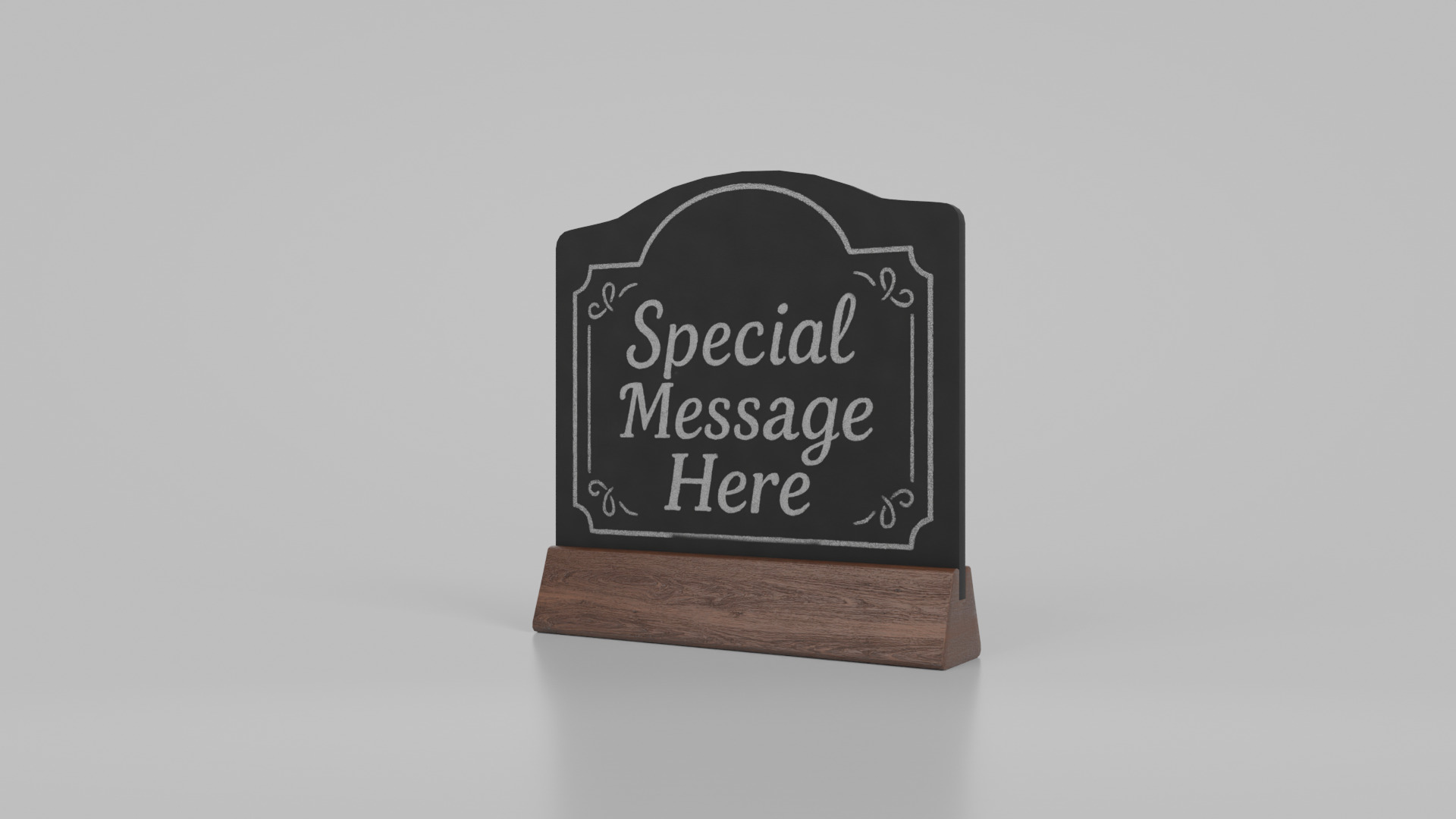 Customizable Countertop Crowned-Top Chalkboard - Triangle Stand Low-poly 3D model_3