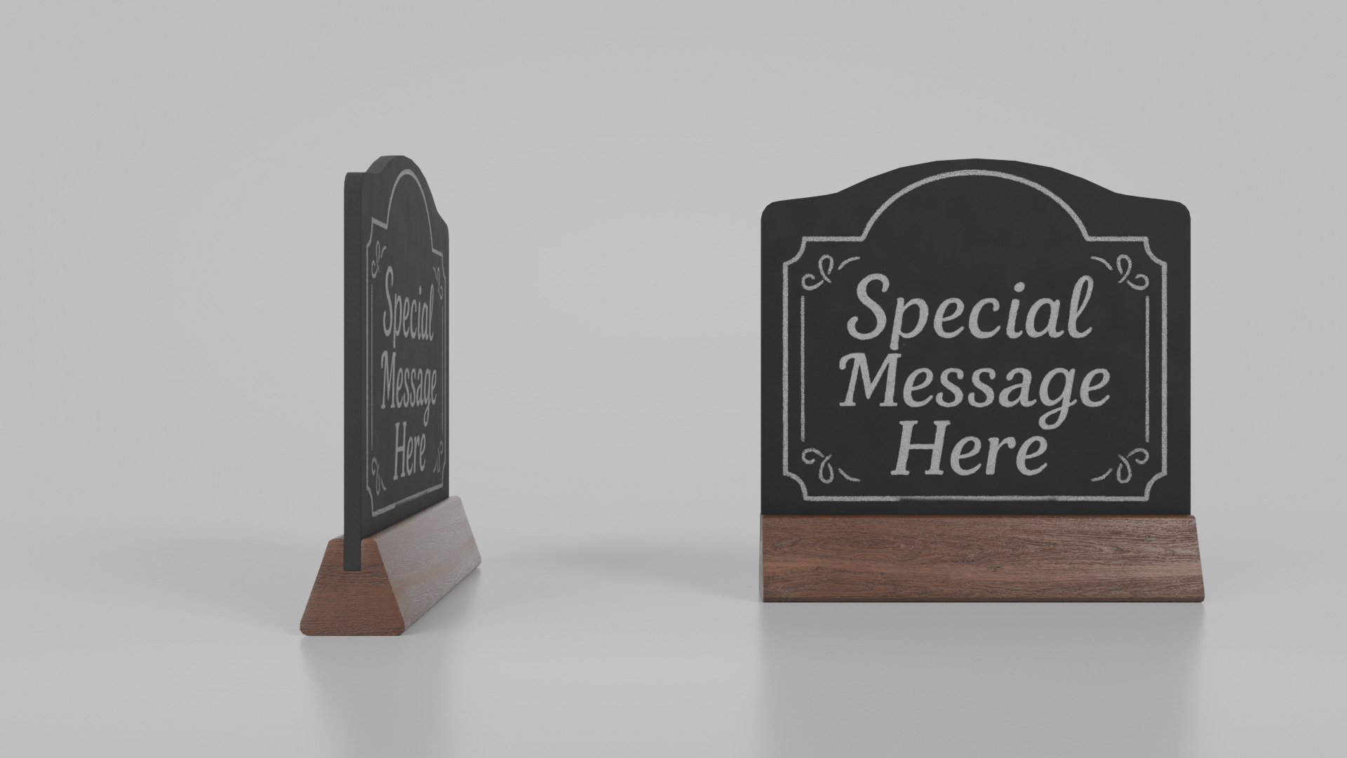 Customizable Countertop Crowned-Top Chalkboard - Triangle Stand Low-poly 3D model_6