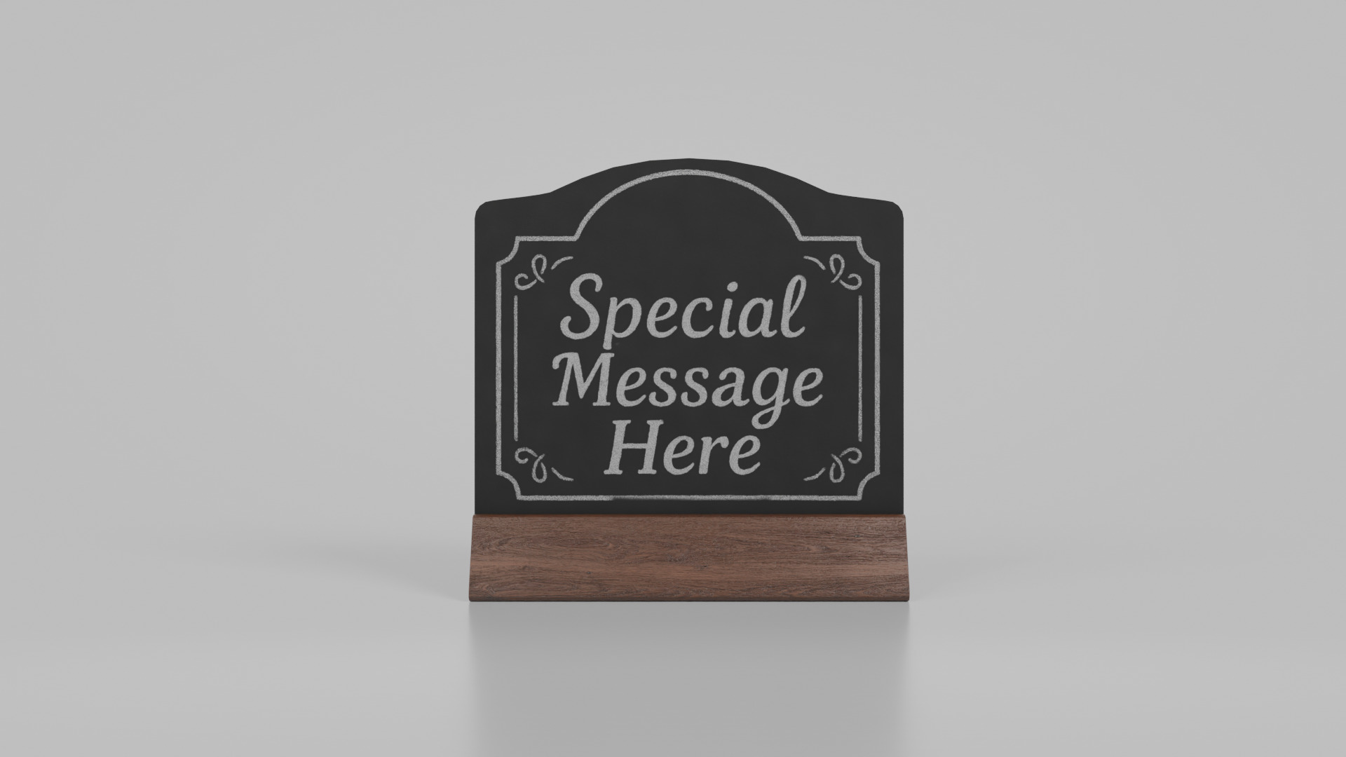 Customizable Countertop Crowned-Top Chalkboard - Triangle Stand Low-poly 3D model_5