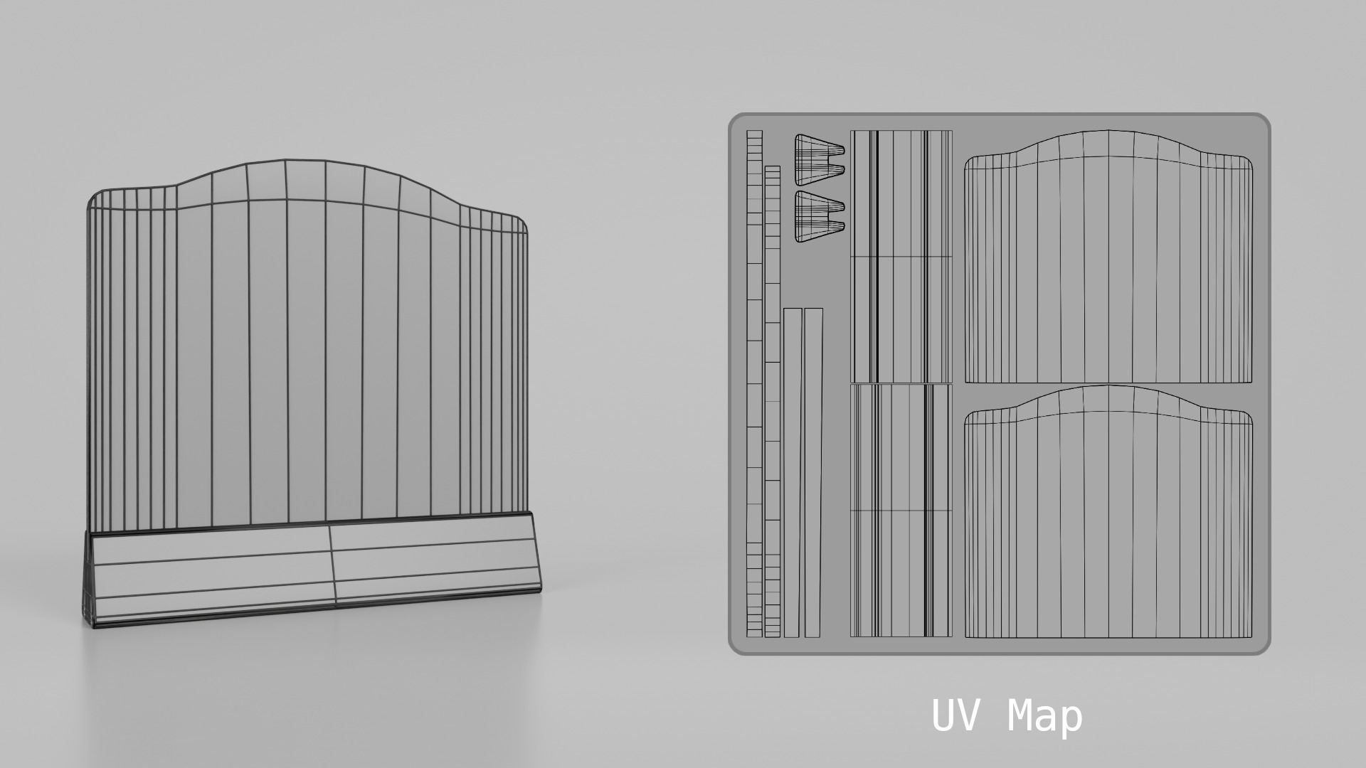 Customizable Countertop Crowned-Top Chalkboard - Triangle Stand Low-poly 3D model_13