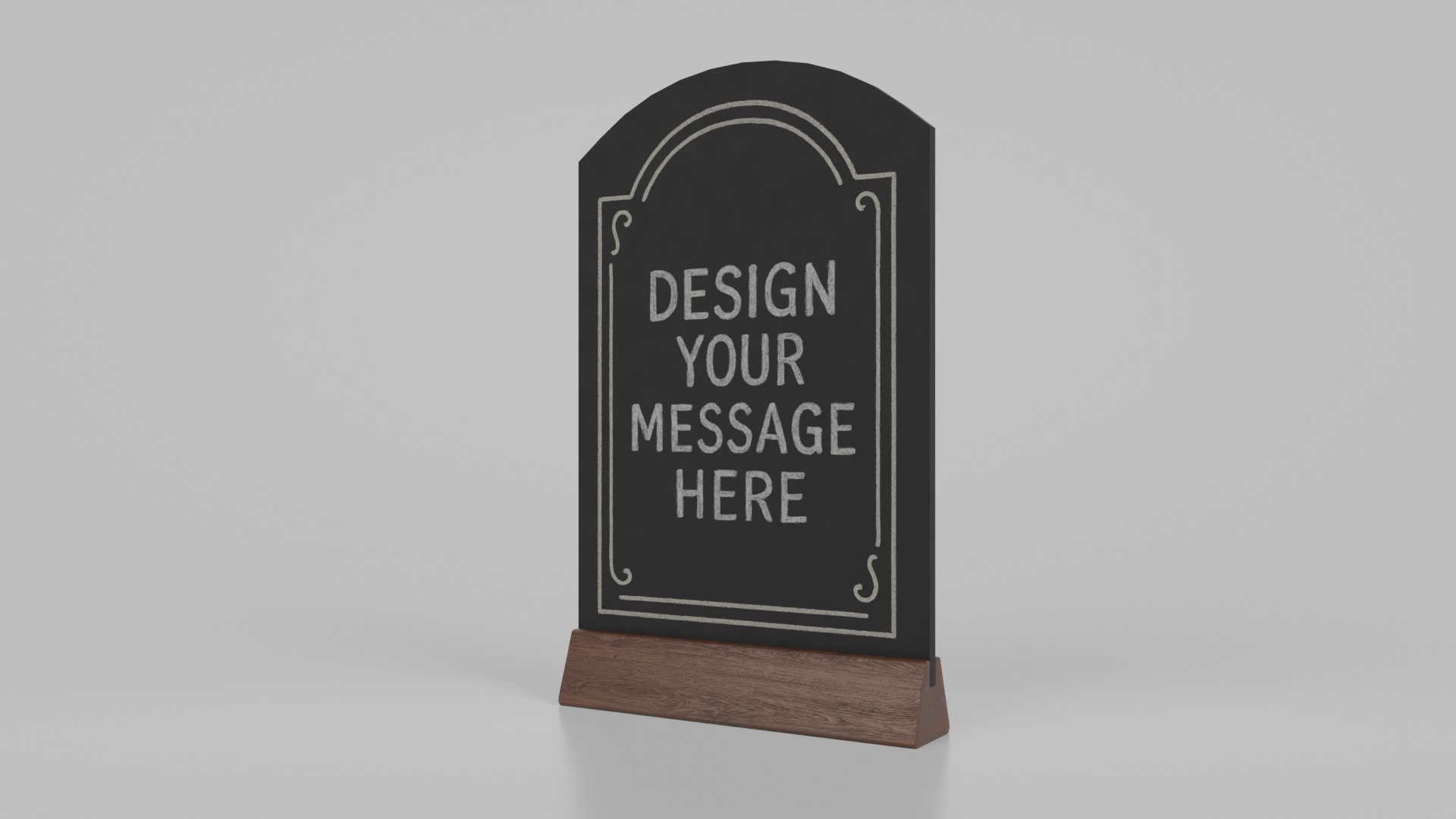 Customizable Countertop Arched-Top Chalkboard - Triangle Stand Low-poly 3D model_3