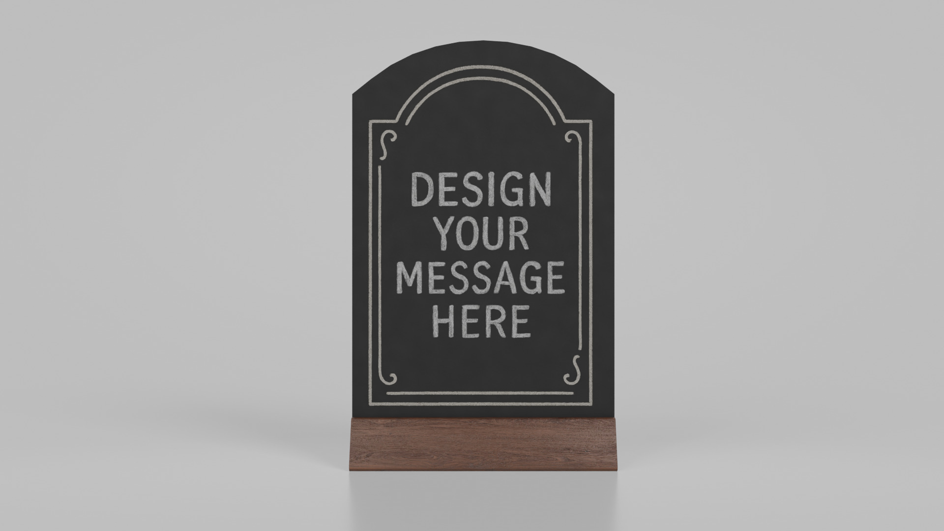 Customizable Countertop Arched-Top Chalkboard - Triangle Stand Low-poly 3D model_5