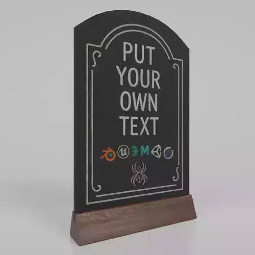 Customizable Countertop Arched-Top Chalkboard - Triangle Stand Low-poly 3D model