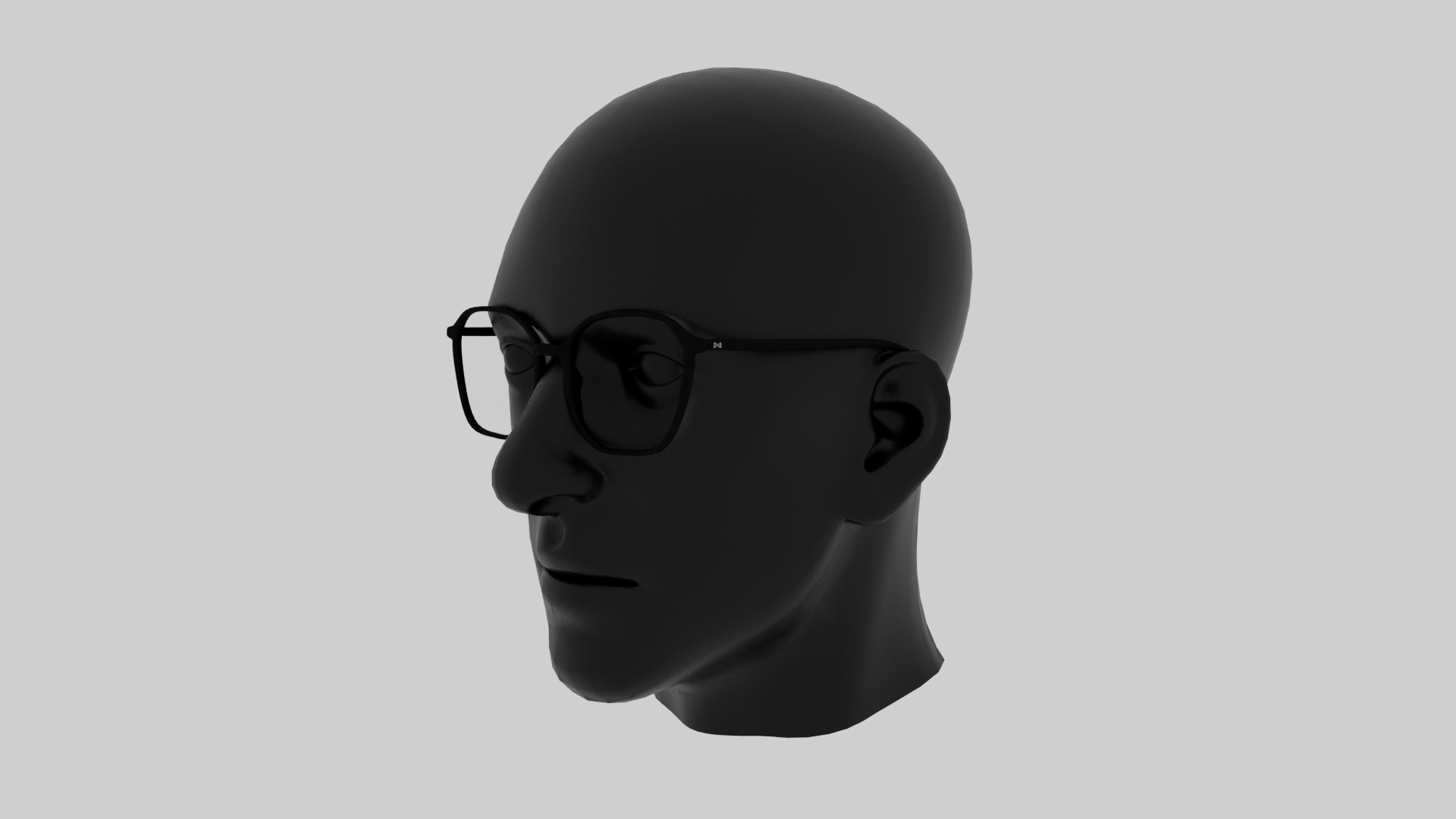 Square half frame glasses Low-poly 3D model_7