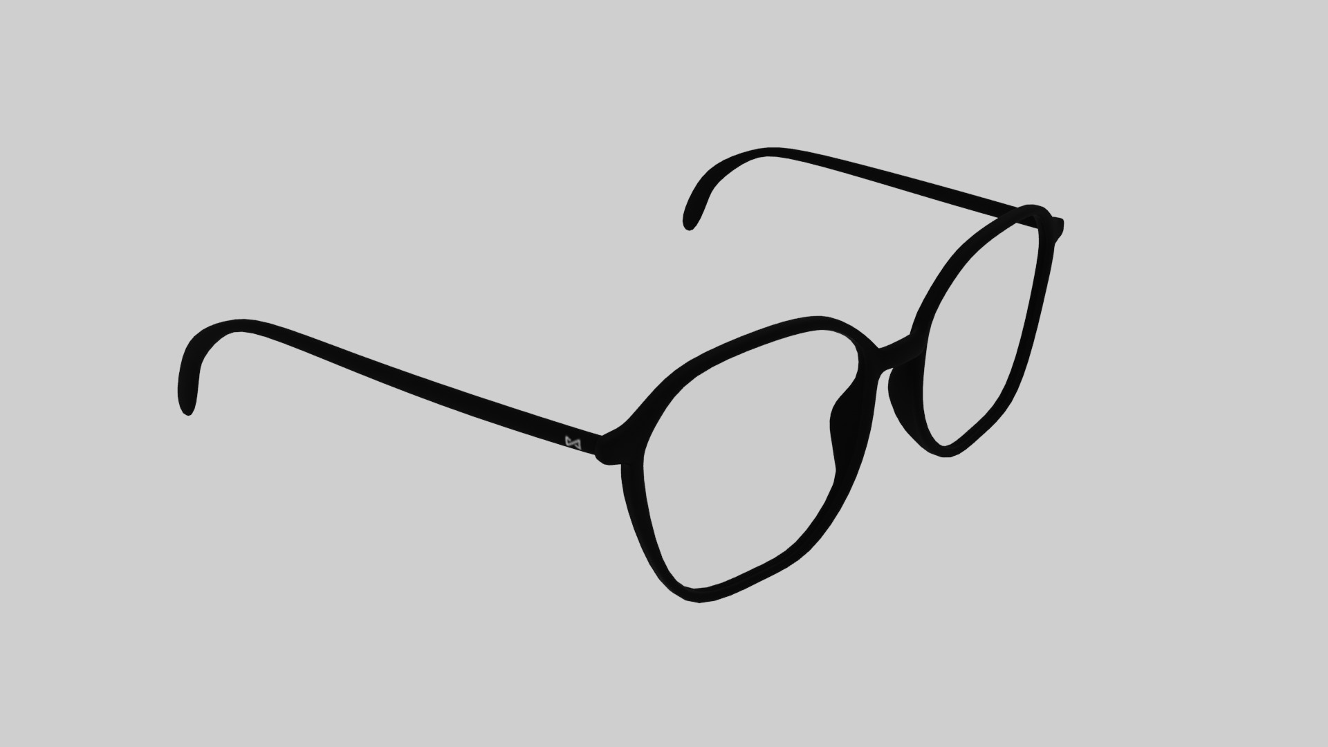 Square half frame glasses Low-poly 3D model_2