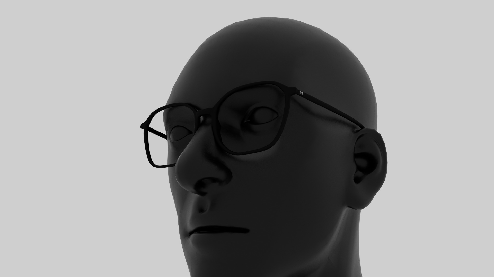 Square half frame glasses Low-poly 3D model_8