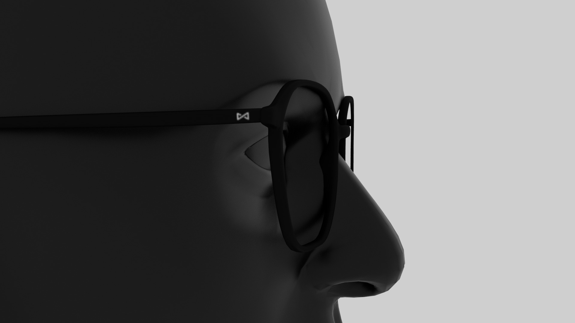 Square half frame glasses Low-poly 3D model_9