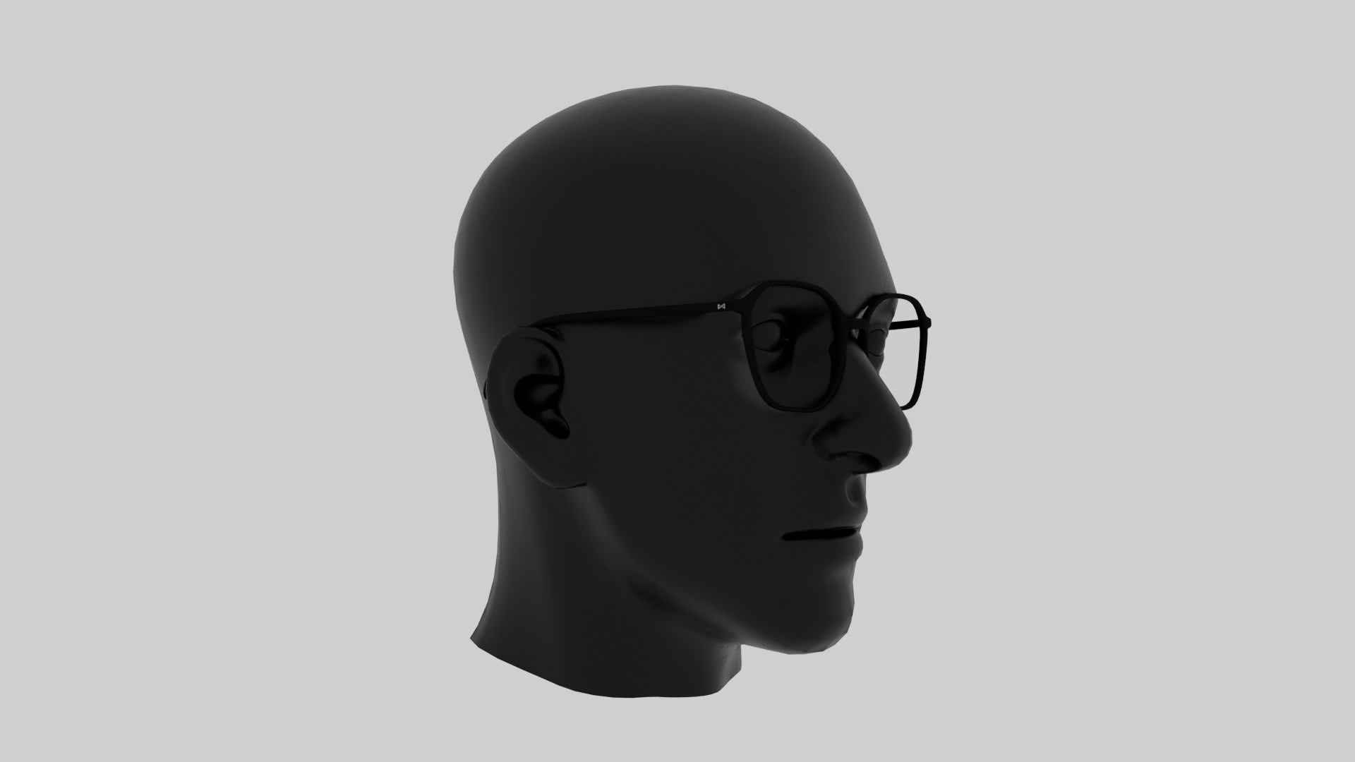 Square half frame glasses Low-poly 3D model_6