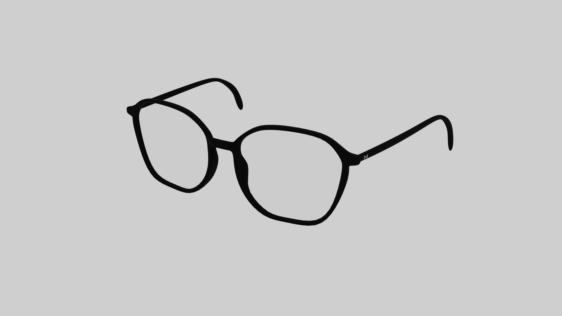 Square half frame glasses Low-poly 3D model_1