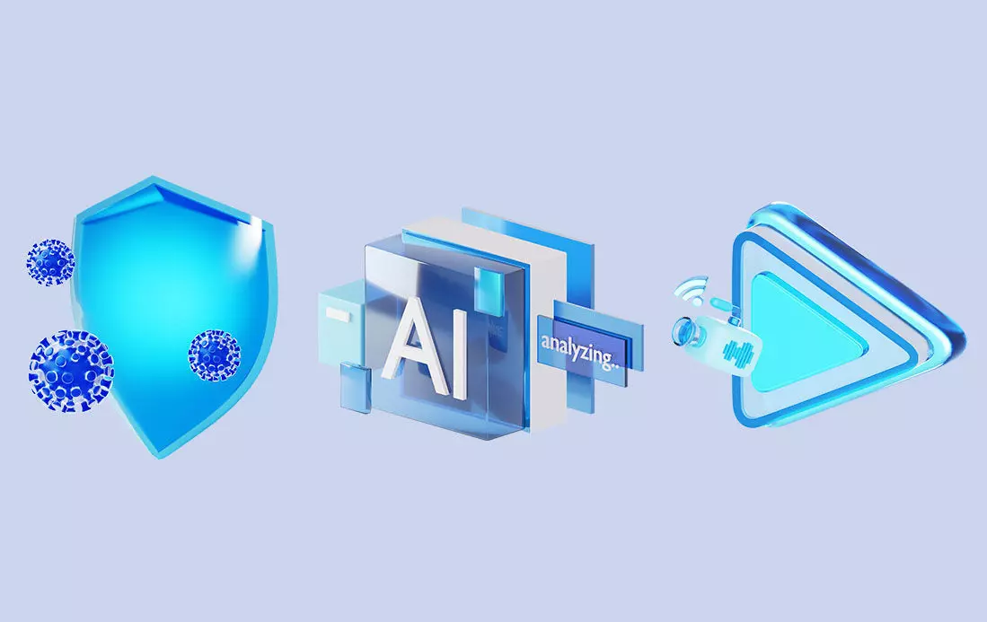 Internet and Computer 3D Icon Set Low-poly 3D model_0