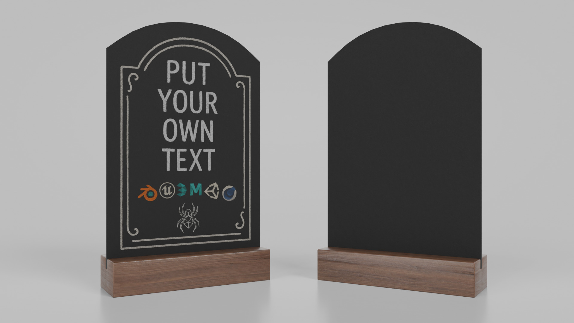 Customizable Countertop Arched-Top Chalkboard - Standard Stand Low-poly 3D model_8