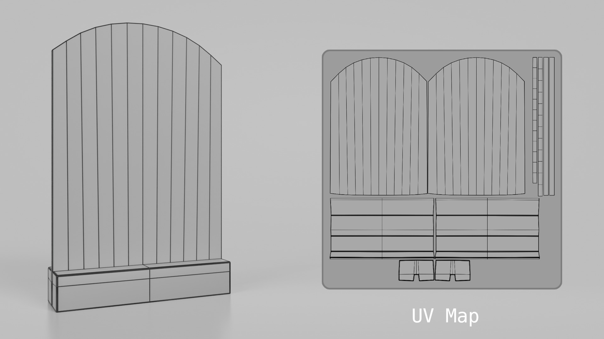 Customizable Countertop Arched-Top Chalkboard - Standard Stand Low-poly 3D model_12