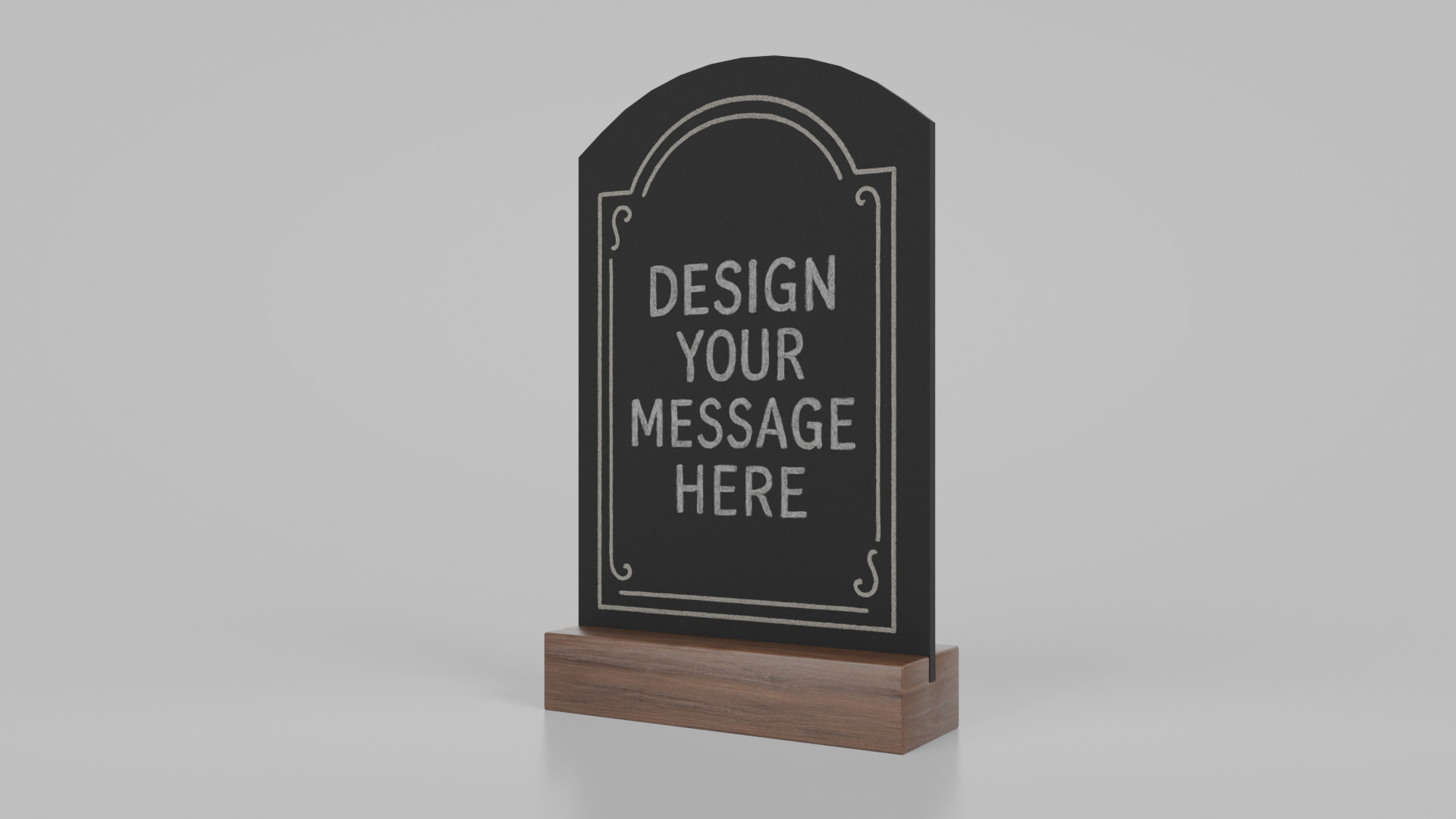 Customizable Countertop Arched-Top Chalkboard - Standard Stand Low-poly 3D model_3