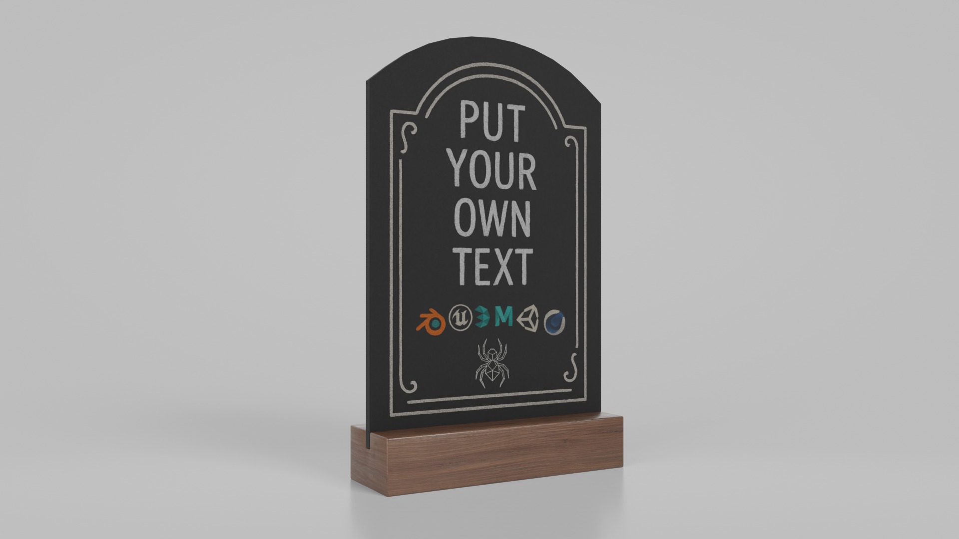 Customizable Countertop Arched-Top Chalkboard - Standard Stand Low-poly 3D model_2