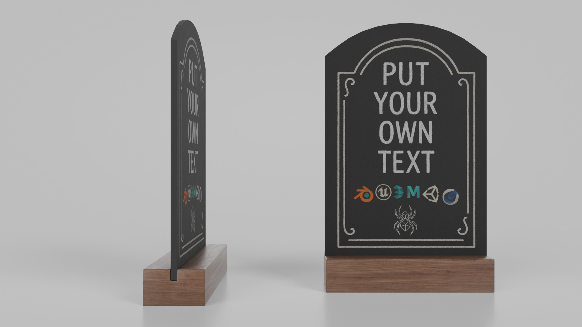 Customizable Countertop Arched-Top Chalkboard - Standard Stand Low-poly 3D model_6