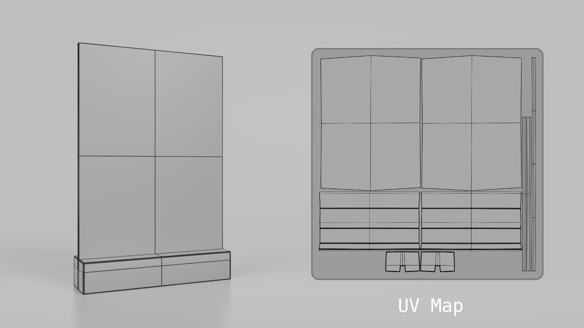 Customizable Countertop Rectangular Chalkboard - Standard Stand Low-poly 3D model_12