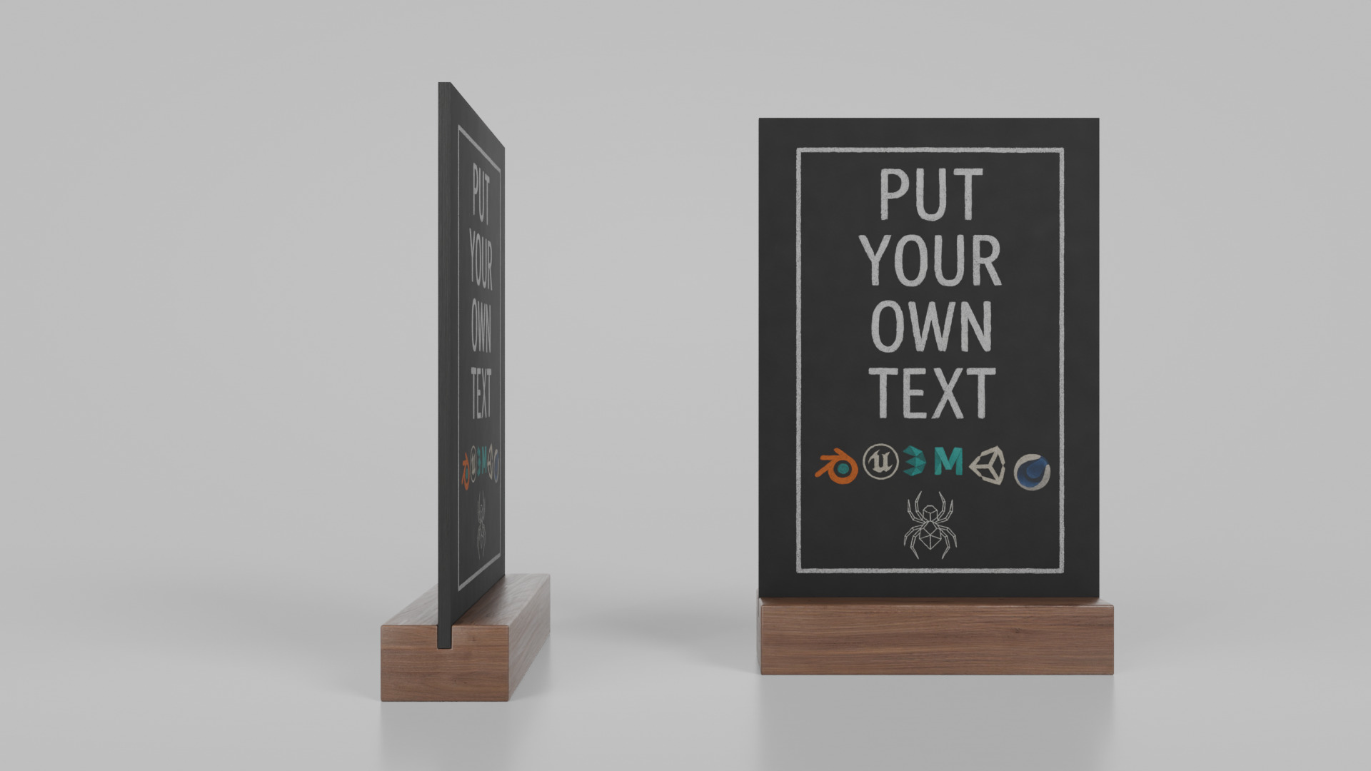Customizable Countertop Rectangular Chalkboard - Standard Stand Low-poly 3D model_6