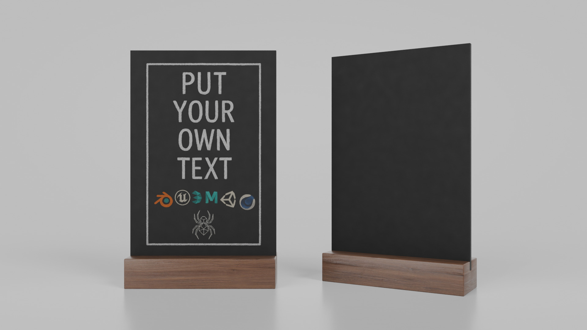 Customizable Countertop Rectangular Chalkboard - Standard Stand Low-poly 3D model_8